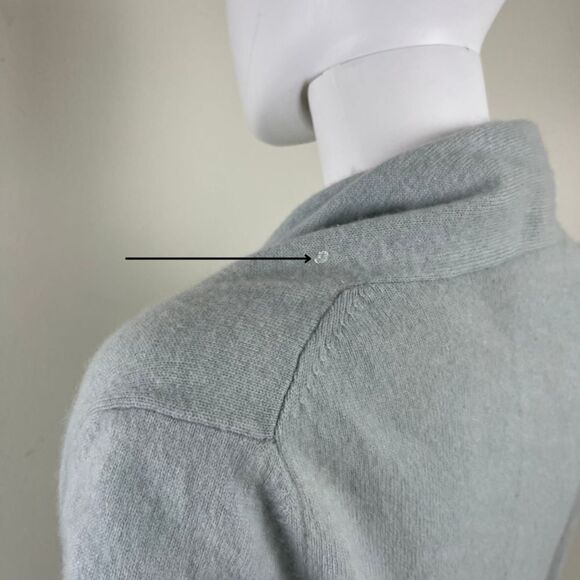 Theory Womens Size M Blue Cashmere Open Front Cardigan Sweater Pockets FLAWED - Picture 13 of 13